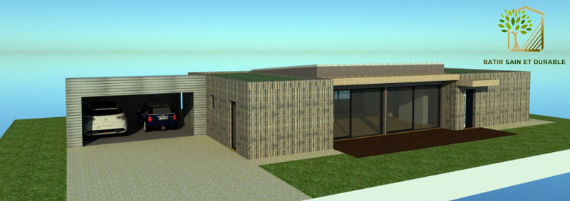 Construction dâ€™une maison ossature bois contemporaine Ã  toit plat