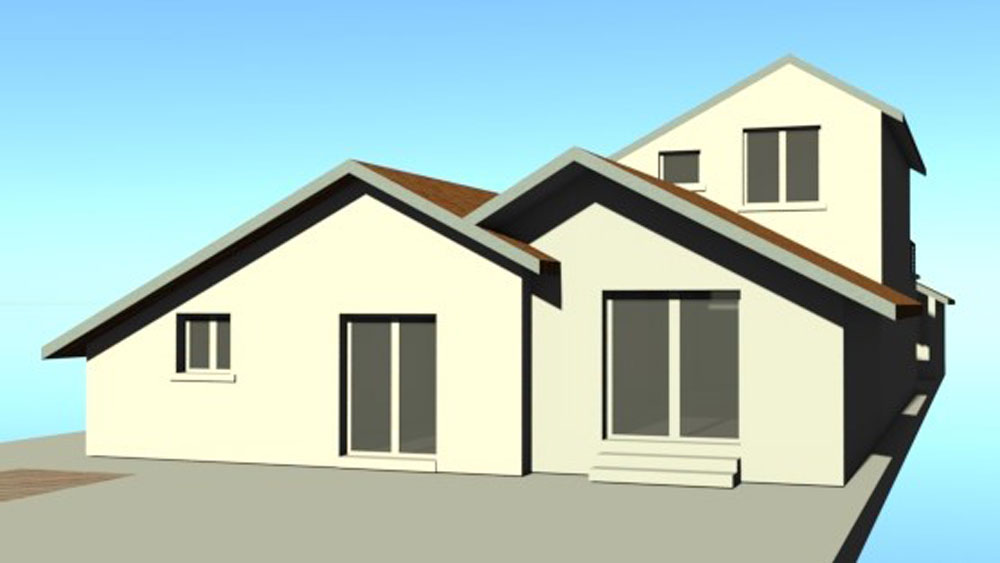 Construction d'un garage avec un appentis - Esquisse projet extension